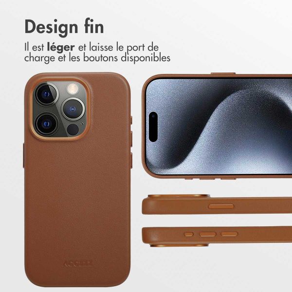 Accezz Coque arrière en cuir avec MagSafe iPhone 15 Pro - Sienna Brown