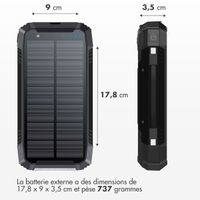 imoshion Solar Powerbank - Batterie externe sans fil avec panneau solaire - Charge rapide et fourniture d'énergie - 30 000 mAh - Noir