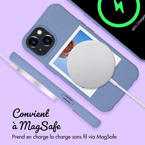 Coque de couleur personnalisée MagSafe avec cordon amovible  et Polaroid iPhone 15 - Ash Blue