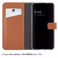 Selencia Étui portefeuille en cuir véritable Samsung Galaxy S25 Plus - Marron clair