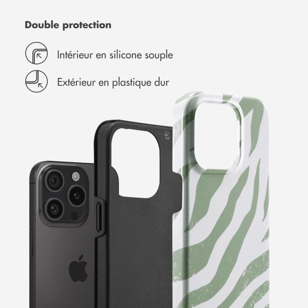 Selencia Coque arrière Vivid Apple iPhone 15 Pro - Colorful Zebra Sage Green