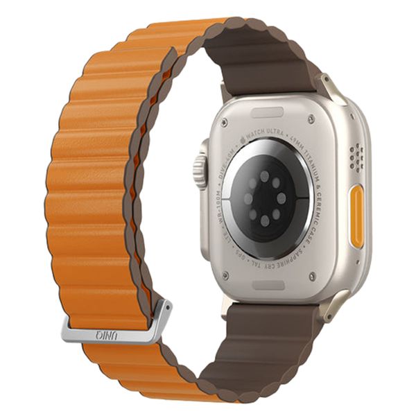 Uniq Bracelet double face Revix Premium Edition Apple Watch Series 1 á 10 / SE / Ultra (2) (44/45/46/49 mm) - Kaki/Orange Safran