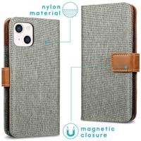 imoshion Étui de téléphone portefeuille Luxe Canvas iPhone 13 - Gris