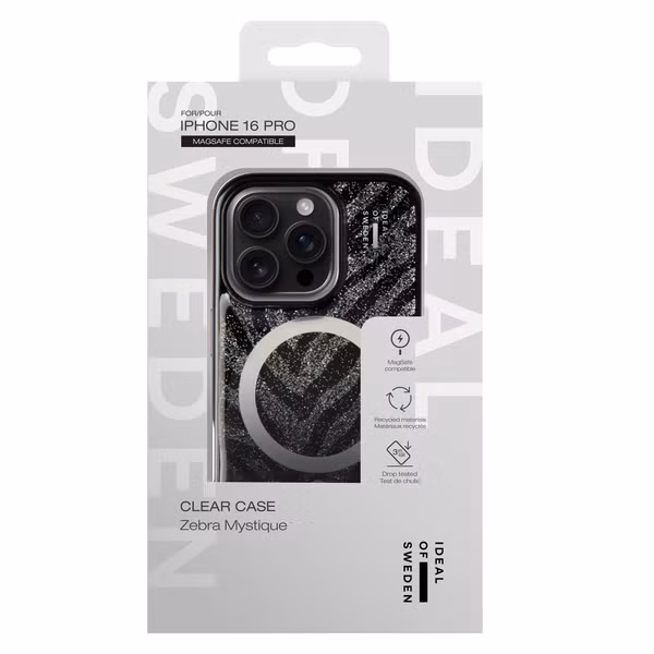 iDeal of Sweden Coque MagSafe transparente limitée Apple iPhone 16 Pro - Zebra Mystique
