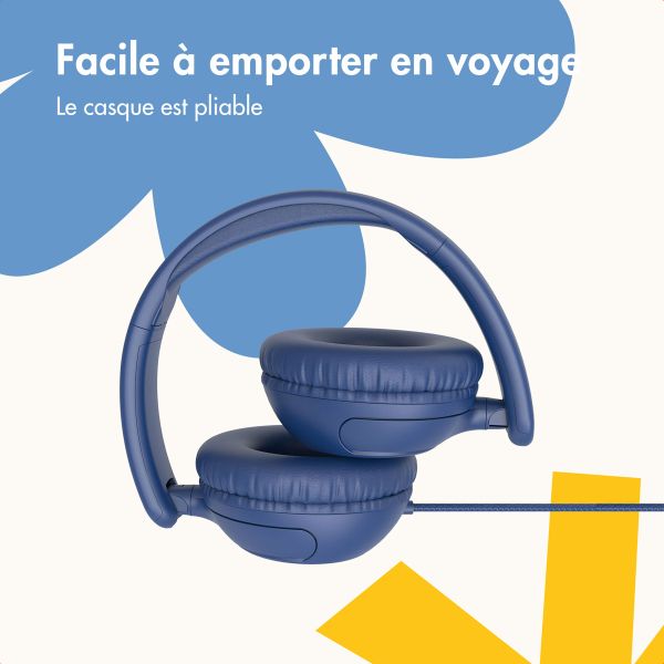 imoshion Casque filaires pour enfants - Câble AUX - Limiteur de décibels - Denim Blue