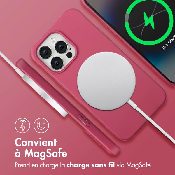 imoshion Coque arrière Color avec cordon amovible et MagSafe Apple iPhone 14 Pro Max - Raspberry