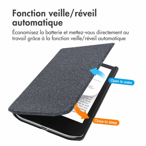 imoshion Étui de liseuse portefeuille Canvas Sleepcover Pocketbook Verse / Verse Pro / Verse Pro Color / Vivlio Light / Light HD - Glitter Noir