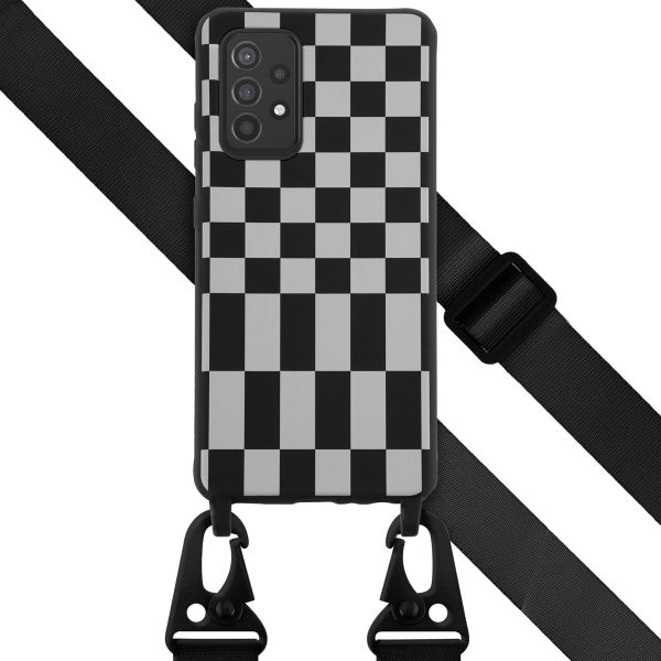 Selencia ﻿Coque design en silicone avec cordon amovible Samsung Galaxy A52(s) (5G/4G) - Irregular Check Black