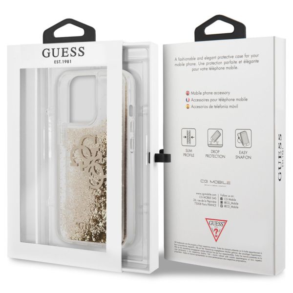 Guess Coque 4G Logo Liquid Glitter iPhone 13 Pro - Gold