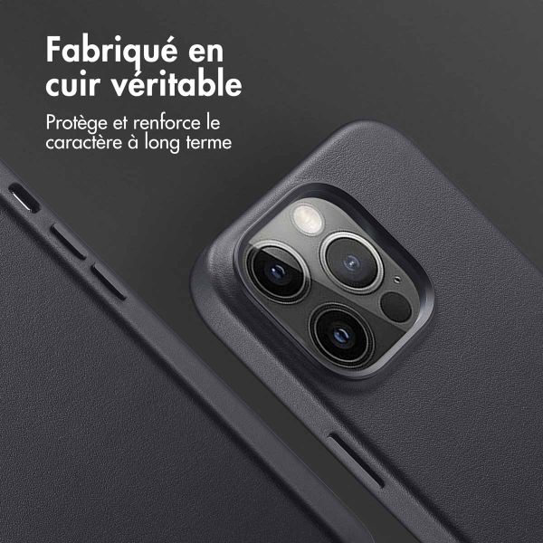 Accezz Coque arrière en cuir avec MagSafe Apple iPhone 14 Pro - Onyx Black