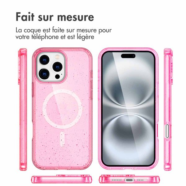 imoshion Coque Pailletée avec MagSafe Apple iPhone 16 Pro Max - Paillettes Rose