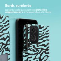 imoshion Étui de télephone portefeuille Design Motorola Moto G24 Power - Black Blue Stripes