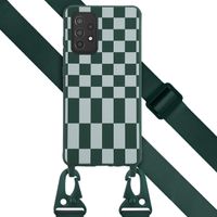 Selencia ﻿Coque design en silicone avec cordon amovible Samsung Galaxy A52(s) (5G/4G) - Irregular Check Green