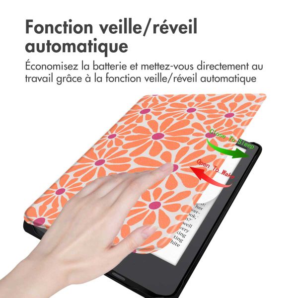 imoshion Design Slim Hard Case Sleepcover Pocketbook Verse Lite - Orange Flowers Connect