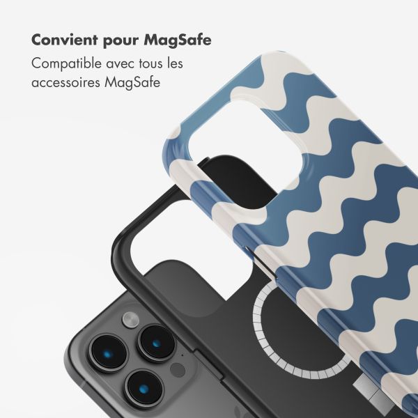 Selencia Coque arrière Vivid avec MagSafe Apple iPhone 15 Pro - Wave Vibes Classic Blue