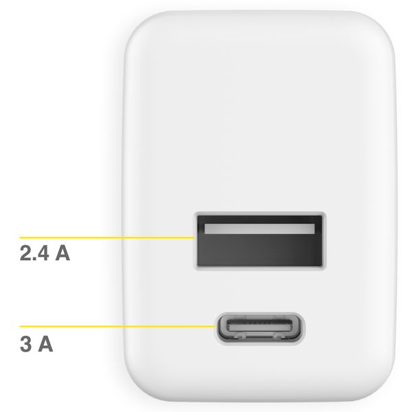 Accezz Wall Charger - Chargeur - Connexion USB-C et USB - Power Delivery - 20 Watt - White