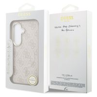 Guess Coque arrière en cuir 4G avec MagSafe Samsung Galaxy S26 - Gold Edge - Pink
