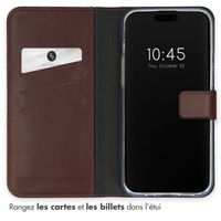 Selencia Étui portefeuille en cuir véritable Apple iPhone 15 Pro Max - Marron