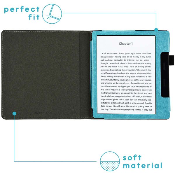 imoshion Étui de liseuse en cuir végan Amazon Kindle Oasis 3 - Bleu