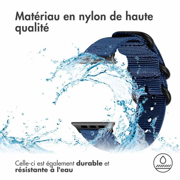 imoshion Bracelet en nylon Apple Watch Series 1-10 / SE / Ultra (2) - 42/44/45/46/49 mm - Bleu foncé