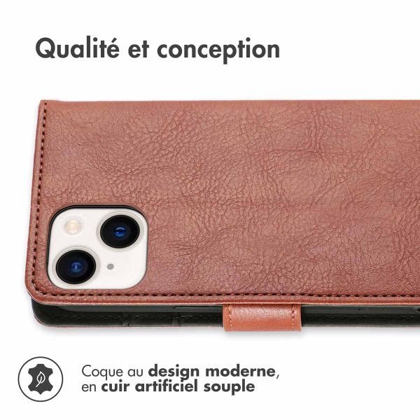 imoshion Étui de téléphone portefeuille iPhone 15 - Brun