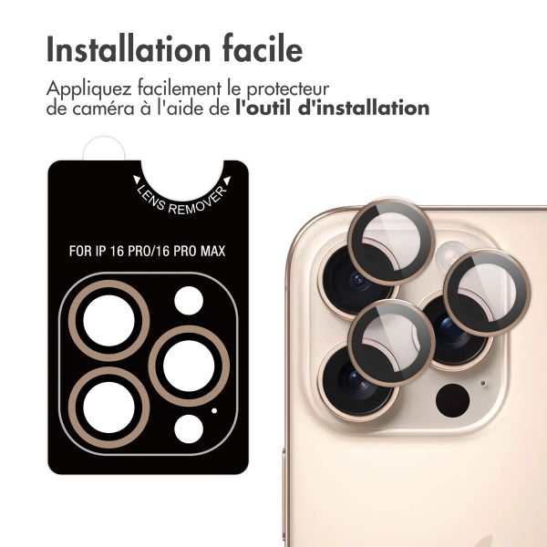 imoshion Lot de 2 protections d'objectif de caméra Apple iPhone 16 Pro / 16 Pro Max - Desert / Titanium