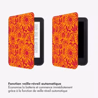 Selencia Étui de liseuse portefeuille Vivid Kobo Clara Colour / Clara BW - Tropical Vibes Apricot