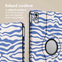 imoshion Coque tablette Design rotatif à 360° Lenovo Tab M10 5G - White Blue Stripes