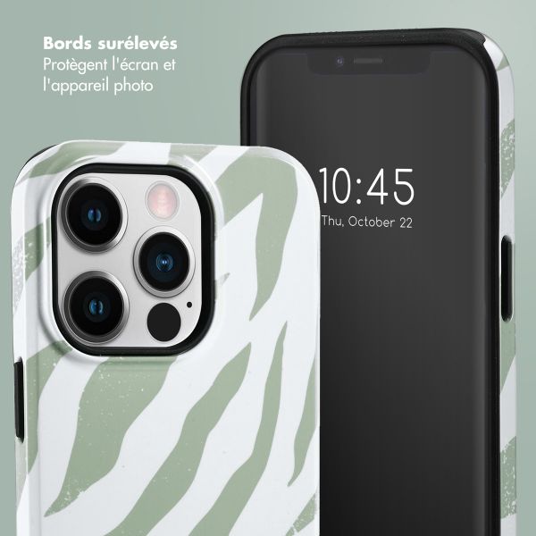Selencia Coque arrière Vivid Apple iPhone 14 Pro - Colorful Zebra Sage Green