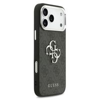 Guess Coque 4G Metal Logo Backcover Apple iPhone 17 Pro Max - Silver Edge - Black