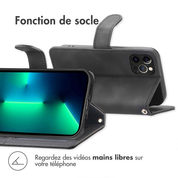 imoshion Etui de téléphone portefeuille avec cordon iPhone 12 (Pro) - Noir