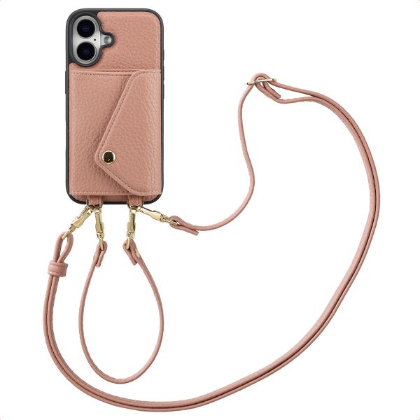 Selencia Coque à cordon avec porte-cartes enveloppe Sera iPhone 16 - Old Pink