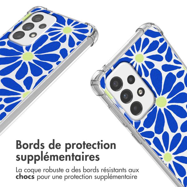 imoshion Coque Design avec cordon Samsung Galaxy A33 - Cobalt Blue Flowers Connect