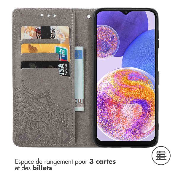 imoshion Etui de téléphone portefeuille Mandala Samsung Galaxy A23 (5G) - Gris