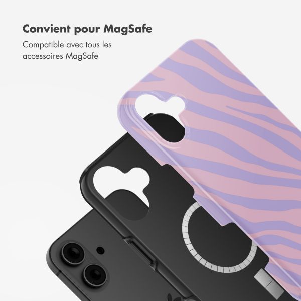 Selencia Coque arrière Vivid Tough avec MagSafe iPhone 16 - Zebra Light Pink Lilac