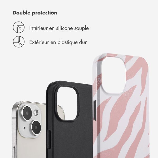 Selencia Coque arrière Vivid Tough iPhone 14 - Colorful Zebra Old Pink