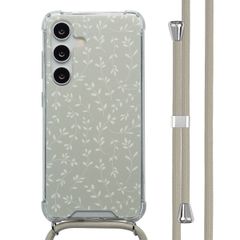 imoshion Coque Design avec cordon Samsung Galaxy S24 - Smoke Green Flowers