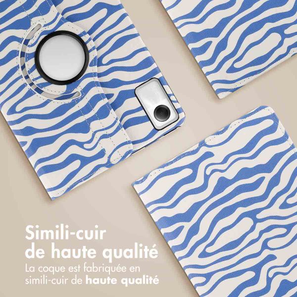 imoshion Coque tablette Design rotatif à 360° Xiaomi Redmi Pad SE - White Blue Stripes