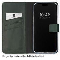 Selencia Étui portefeuille en cuir véritable Apple iPhone 15 Pro - Vert