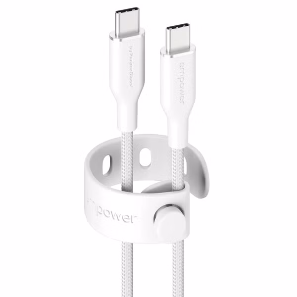 Empower by PanzerGlass Câble de recharge Racing USB-C vers USB-C - 60 W - 1.2 mètres - Silver White
