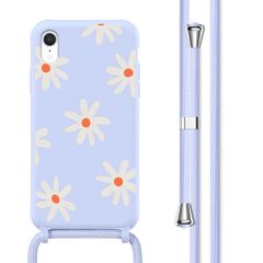 imoshion Coque design en silicone avec cordon Apple iPhone Xr - Lila Flower Distance