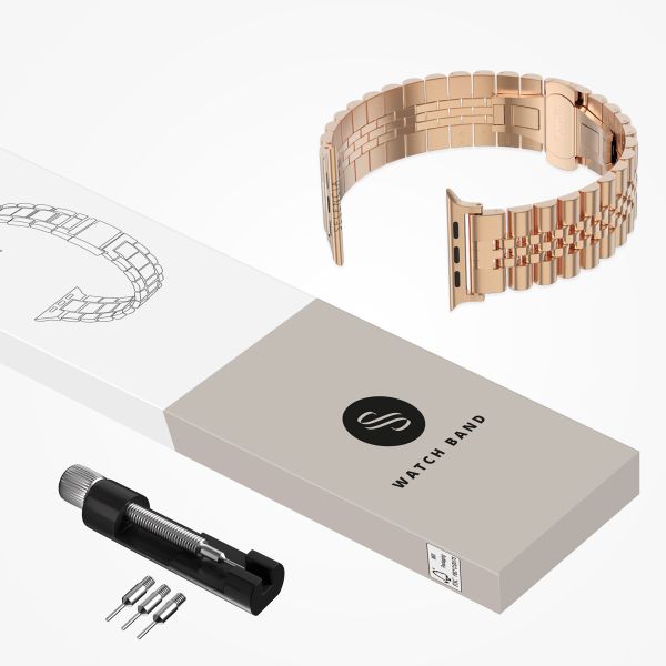 Selencia Bracelet Metallique Jubilee Apple Watch Series 1 t/m 9 / SE (38/40/41 mm) | Series 10 / 11 (42 mm) - Rose Doré