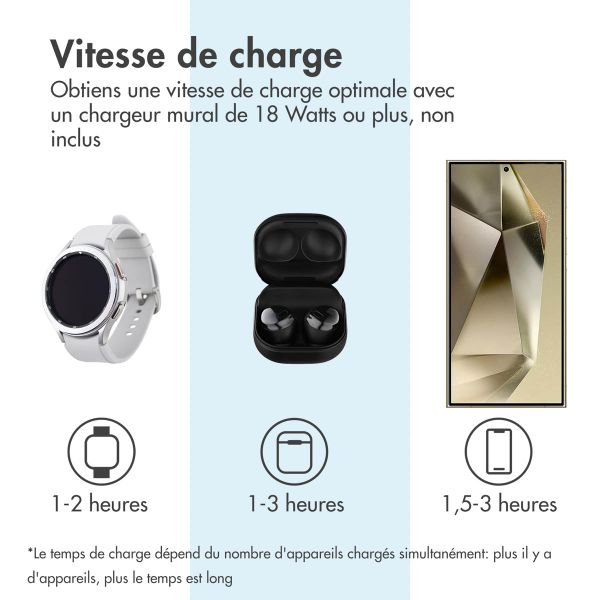imoshion Chargeur sans fil pliable 3-en-1 Samsung - Galaxy Phone / Galaxy Buds / Galaxy Watch - Gris