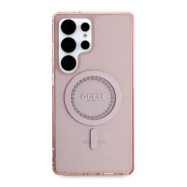 Guess Coque MagSafe IML avec strass Samsung Galaxy S25 Ultra - Rose