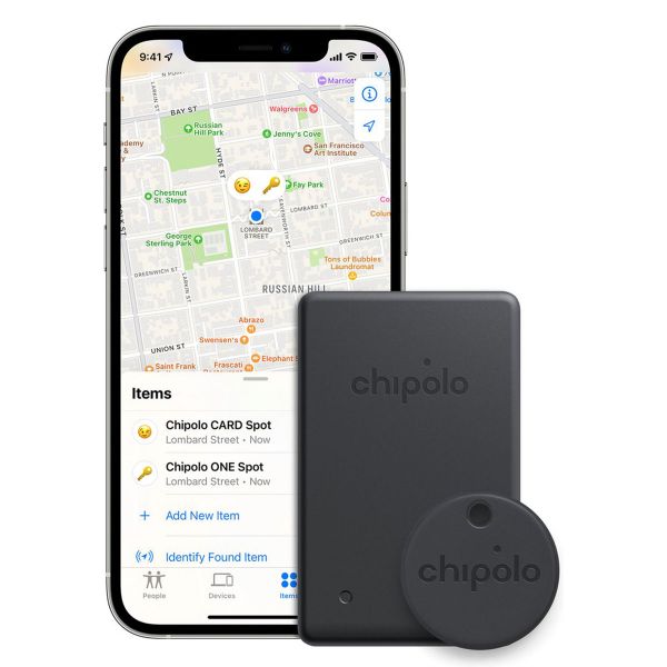 Chipolo Spot Bundle - Traceur Bluetooth pour iOS - 1x tag & 1x carte - Noir