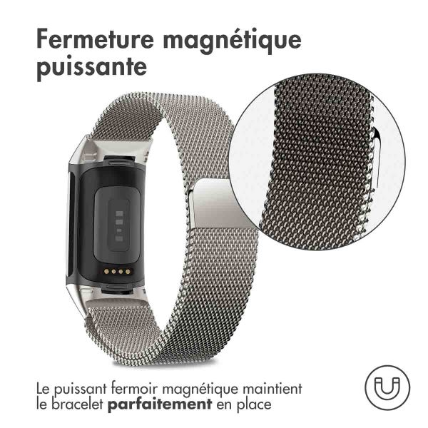 imoshion Bracelet magnétique milanais Fitbit Charge 5 / Charge 6 - Taille S - Starlight