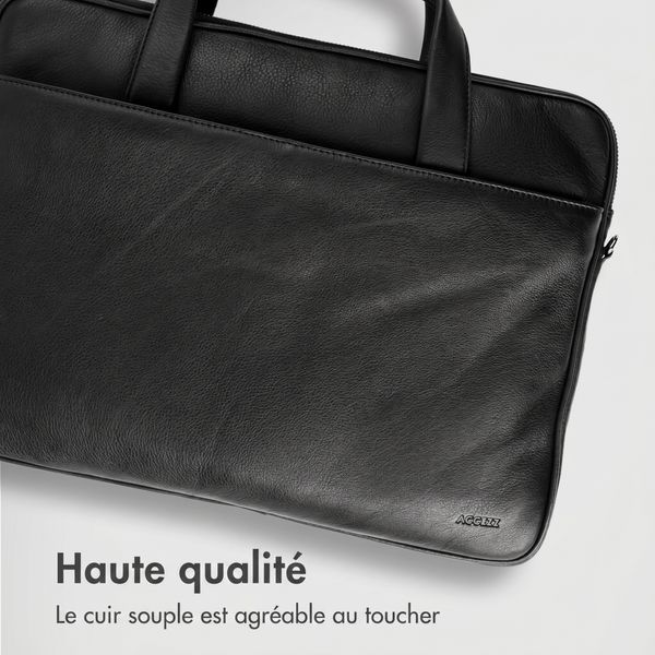 Accezz Leather Sac ordinateur 16 pouces - Noir