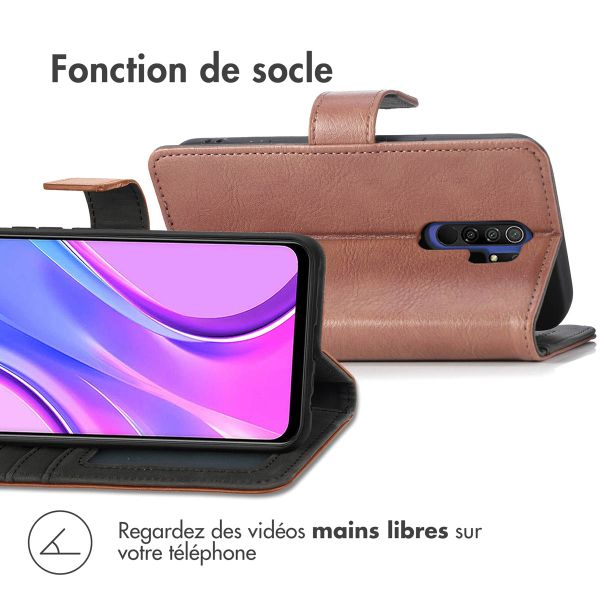 imoshion Étui de téléphone portefeuille Luxe Xiaomi Redmi 9 - Brun