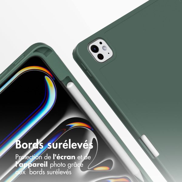 Accezz Coque tablette portefeuille Smart Silicone Apple iPad Pro 11 (2025) M5 / (2024) M4 - Vert foncé
