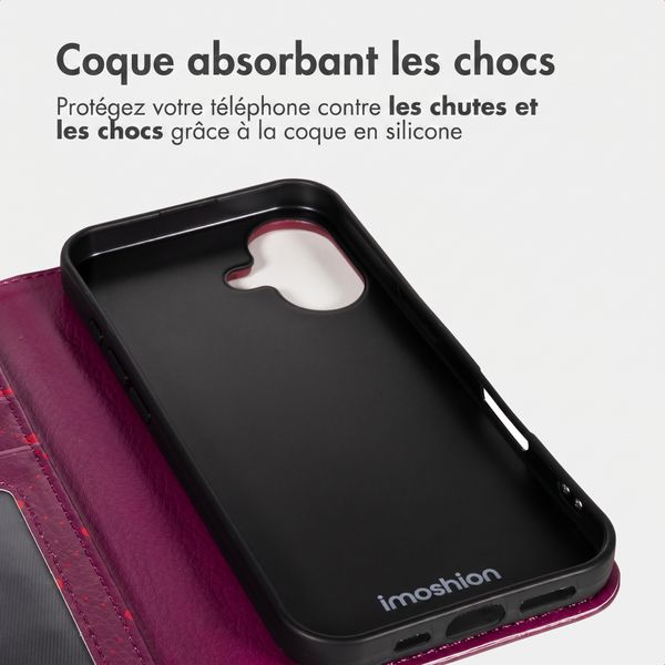 imoshion Étui de télephone portefeuille Design Apple iPhone 16 - Crush Check Coral Dust